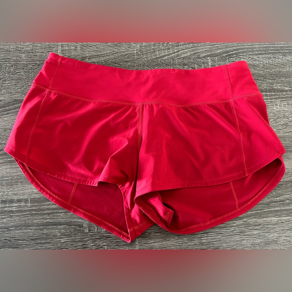Lululemon Red Low Rise Speed Up Shorts